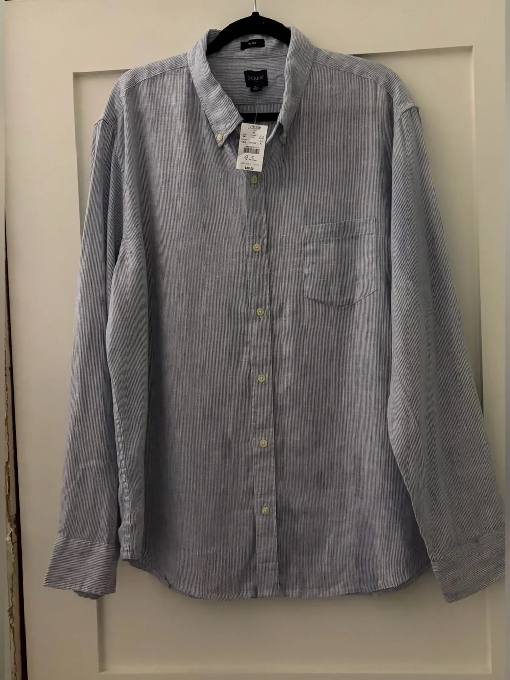 J. Crew Blue and White Striped Button-Up Shirt